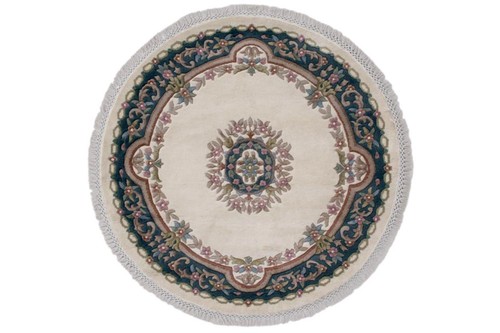 100% Wool Cream Mahal Indian Rug Design Handknotted in India with a 20 mm pile Image 5
