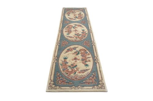 100% Wool Cream Premier Superwashed Chinese Rug Design Handknotted in China with a 25mm pile Image 6