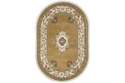 100% Wool Gold Super Rajbik Indian Rug Design Handknotted in India with a 20mm pile Image 7