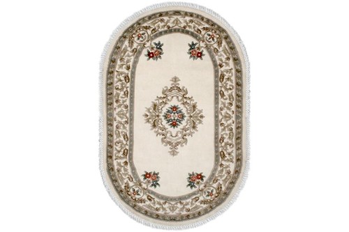 100% Wool Cream Super Rajbik Indian Rug Design Handknotted in India with a 20mm pile Image 7