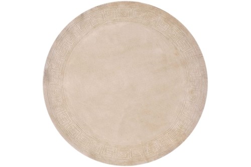 100% Wool Beige Plain Carved Chinese. Handknotted in China with a 25mm pile Image 5