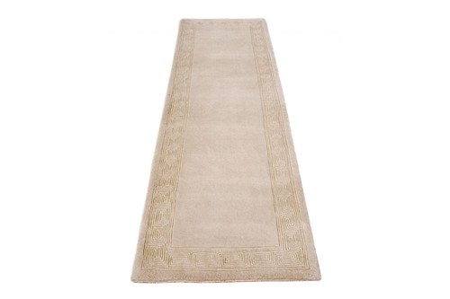 100% Wool Beige Plain Carved Chinese. Handknotted in China with a 25mm pile Image 9