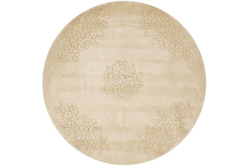 100% Wool Cream Plain Carved Chinese. Handknotted in China with a 25mm pile Image 4