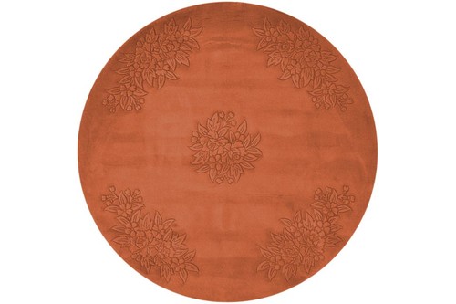 100% Wool Rust Plain Carved Chinese. Handknotted in China with a 25mm pile Image 4