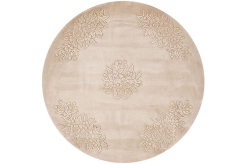 100% Wool Beige Plain Carved Chinese. Handknotted in China with a 25mm pile Image 4