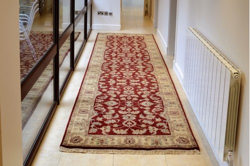 100% Wool Red Indo Persian Keshan Rug Design Handknotted in India with a 15mm pile