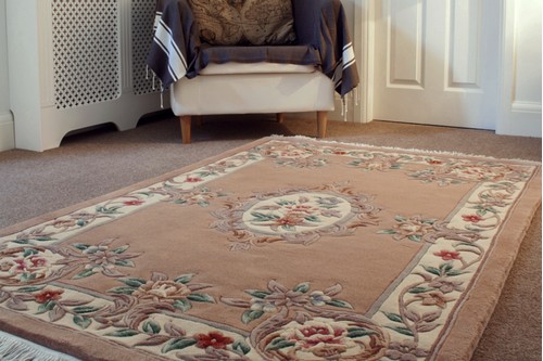 100% Wool Beige Premier Superwashed Chinese Rug D.111 Handknotted in China with a 25mm pile