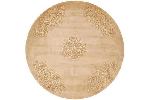 100% Wool Gold Plain Carved Chinese. Handknotted in China with a 25mm pile Image 4