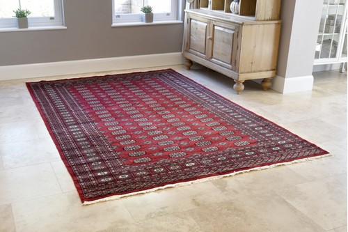 100% Wool Red Fine Pakistan Bokhara Rug Design Handknotted in Pakistan with a 10mm pile