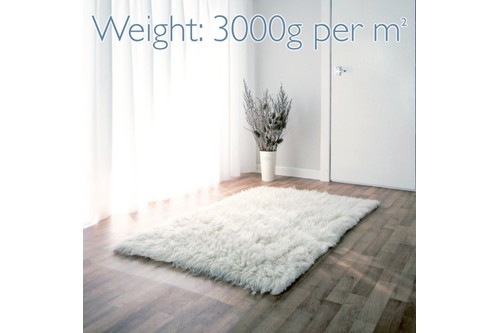 100% Wool Cream Flokati Premium Rug Handknotted in Greece with a 45mm pile