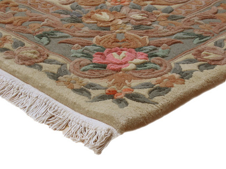 100% Wool Cream Premier Superwashed Chinese Rug D.132 Handknotted in China with a 25mm pile Image 3