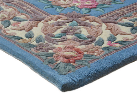 100% Wool Blue Premier Superwashed Chinese Rug D.208 Handknotted in China with a 25mm pile Image 3