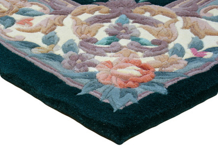 100% Wool Green Premier Superwashed Chinese Rug D.361 Hand knotted in China with a 25mm pile Image 3