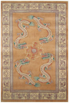 100% Wool Gold Premier Superwashed Chinese Rug Design Handknotted in China with a 25mm pile Image 2