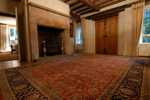 100% Wool Red Very Fine Indo Persian Rug Design Handknotted in India with a 12mm pile Image 4