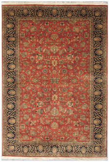 100% Wool Red Very Fine Indo Persian Rug Design Handknotted in India with a 12mm pile Image 2