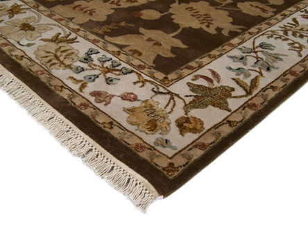 20% Silk / 80% Wool Brown IIJS Indian Jaipur Silk Mix Handknotted in India with a 18mm pile Image 3