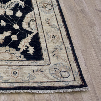 100% Wool Black Afghan Veg Dye Rug AVE018073 183 x 125 Handknotted in Afghanistan with a 5mm pile Image 2