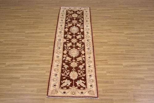 100% Wool Red Afghan Veg Dye Rug AVE045C70 2.76 x .75 Handknotted in Afghanistan with a 6mm pile