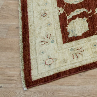 100% Wool Red Afghan Veg Dye Rug AVE048070 358 x 80 Handknotted in Afghanistan with a 5mm pile Image 2