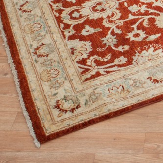 100% Wool Red Afghan Veg Dye Rug AVE056070 455x123 Handknotted in Afghanistan with a 5mm pile Image 2