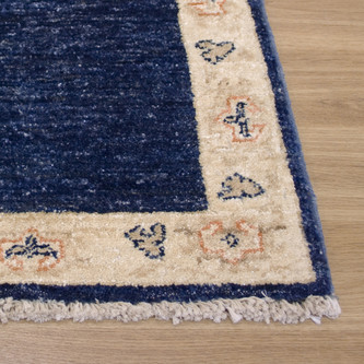 100% Wool Blue Afghan Plain Veg Rug AVP004088 .79 x .49 Handknotted in Afghanistan with a 6mm pile Image 2