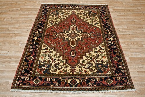 100% Wool Red Persian Heriz Rug HER019000 2.05 x 1.50 Handknotted in Iran with a 14mm pile