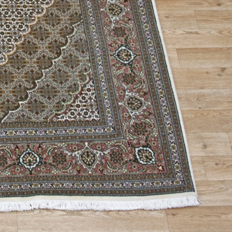 100% Wool Cream Persian Mahi Tabriz Rug PMT021094 2.48 x 1.69 Handknotted in Iran with a 12mm pile Image 2