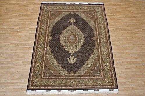 100% Wool Blue Persian Mahi Tabriz Rug PMT027F88 3.53 x 2.48 Handknotted in Iran with a 12mm pile