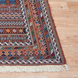 100% Wool Brown Persian Sirjan Kelim PSK019000 2.23 x 1.35 Handknotted in Iran with a pile Image 2