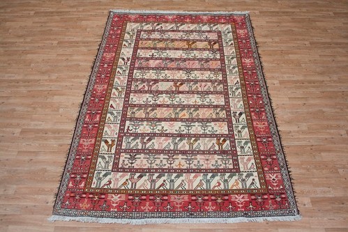 100% Wool Cream Persian Souzami Kelim Rug PSO023000 2.76 x 1.81 Handknotted in Iran with a 6mm pile