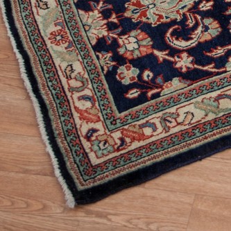 100% Wool Black Persian Sarouk Rug SAR049CHE 415x88 Handknotted in Iran with a pile Image 2