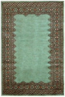 100% Wool Green Fine Pakistan Bokhara Rug Design Handknotted in Pakistan with a 10mm pile Image 2