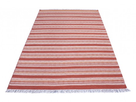 Wool woven onto Cotton Multi Indian Kelim Rug Handmade in India with a 5mm pile Image 3