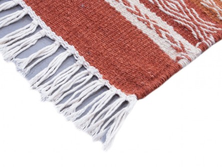 Wool woven onto Cotton Multi Indian Kelim Rug Handmade in India with a 5mm pile Image 4