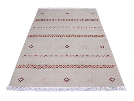 Wool woven onto Cotton Multi Indian Kelim Rug Handmade in India with a 5mm pile Image 3