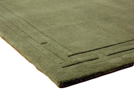 100% Wool Green Lippa Plain Carved Indian Rug Design Handtufted in India with a 13mm pile Image 3