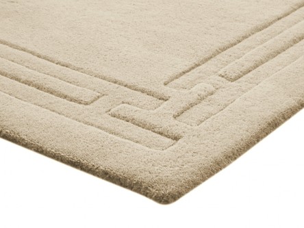 100% Wool Beige Lippa Plain Carved Indian Rug Design Handtufted in India with a 13mm pile Image 3