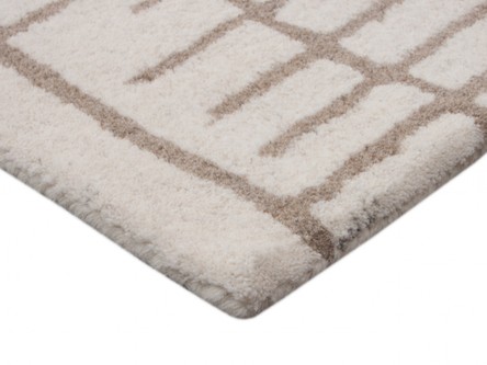 100% WOOL Cream Moroccan Style Tribal Rug Handmade in India with a pile Image 3