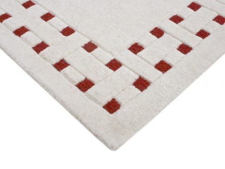 100% Wool Cream Indian Mahal Basket Weave Design Handmade in India with a 18mm pile Image 3