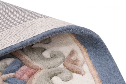 100% Wool Blue Emperor Indian Rug Design HPR010 newspaper offer Handmade in India with a 15mm pile Image 3