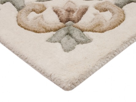 100% Wool Cream Emperor Indian Rug Design HPR023 newspaper offer Handmade in India with a 15mm pile Image 2