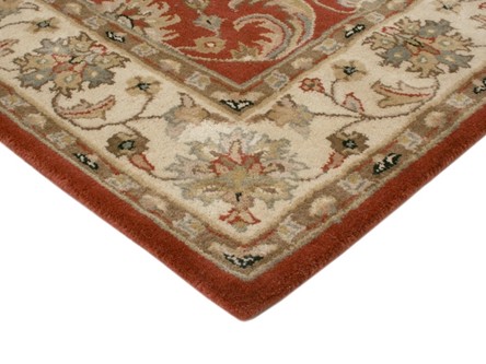 100% Wool Rust Indo Keshan Rug Design Handmade in India with a 15mm pile Image 3