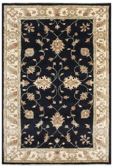 100% Wool Black Indian Ziegler Rug Design Handmade in India with a 18mm pile Image 2