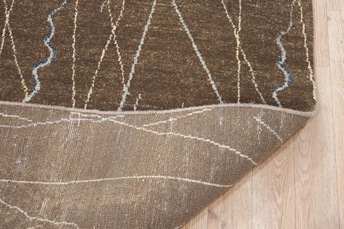 100% Twisted Argentine Wool Brown Mystic Modern Indian Rug Design 3.66 x 2.74 Handknotted in India with a 12mm pile Image 2