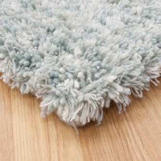 100% Wool Blue Lippa Handmade Woollen Shaggy Rug Handwoven in India with a 40mm pile Image 2