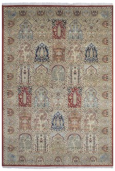 100% Wool Red Very Fine Indo Persian Panel Rug Design Handknotted in India with a 12mm pile Image 2