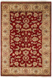 100% Wool Red Indo Persian Keshan Rug Design Handknotted in India with a 15mm pile Image 2