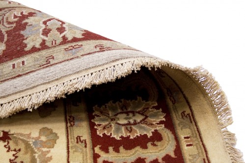 100% Wool Cream Indo Persian Keshan Rug Design Handknotted in India with a 15mm pile Image 3