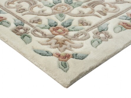 100% Wool Cream Indian Floral Super Washed Rug ISW001